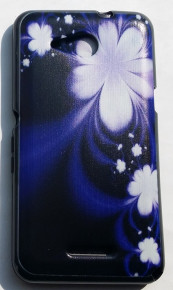 Силиконов гръб ТПУ за Sony Xperia E4G / E4G Dual  черен с лилави цветя